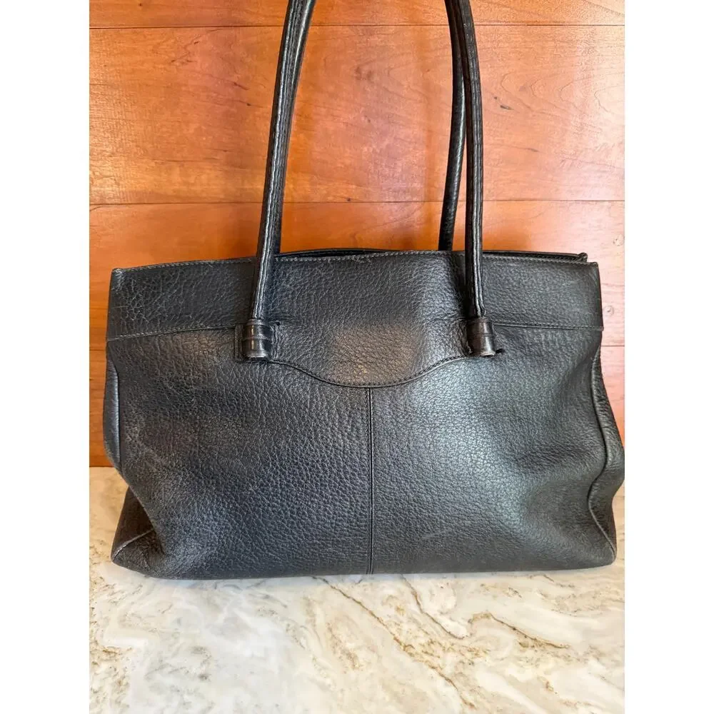 Tod's Pebbled Leather Top Handle Bag Satchel Black